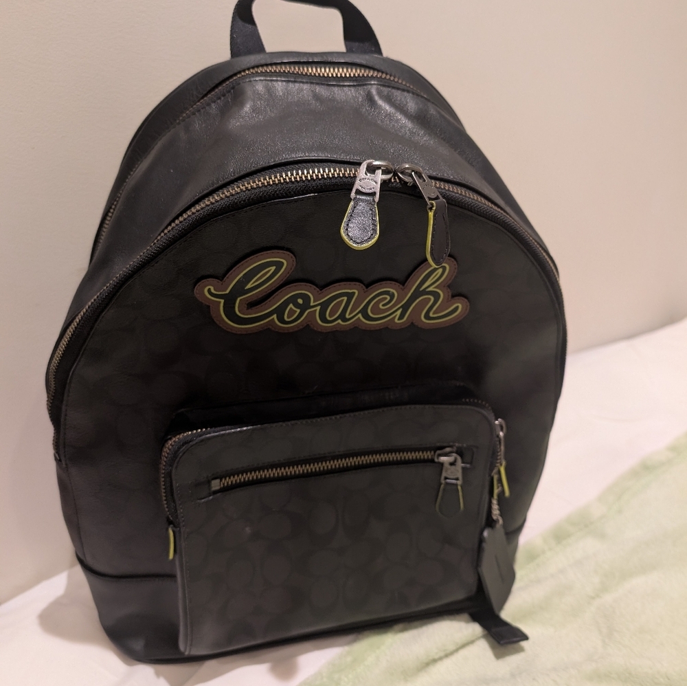 Coach Electric Green and Black Signature West Backpack